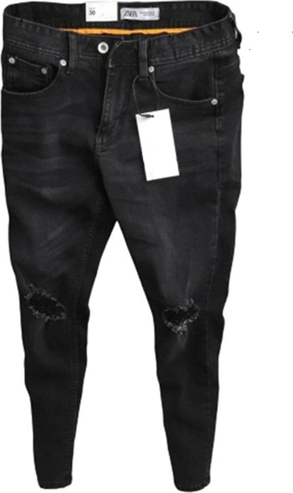 Quần jeans nam co dãn , quần bò nam kiểu trơn rách gối dáng vừa không bó sát thiết kế trẻ trung đơn điệu phá cách gồm 5 kích thước Julido mẫu QJNM015 - Màu Đen rách gối