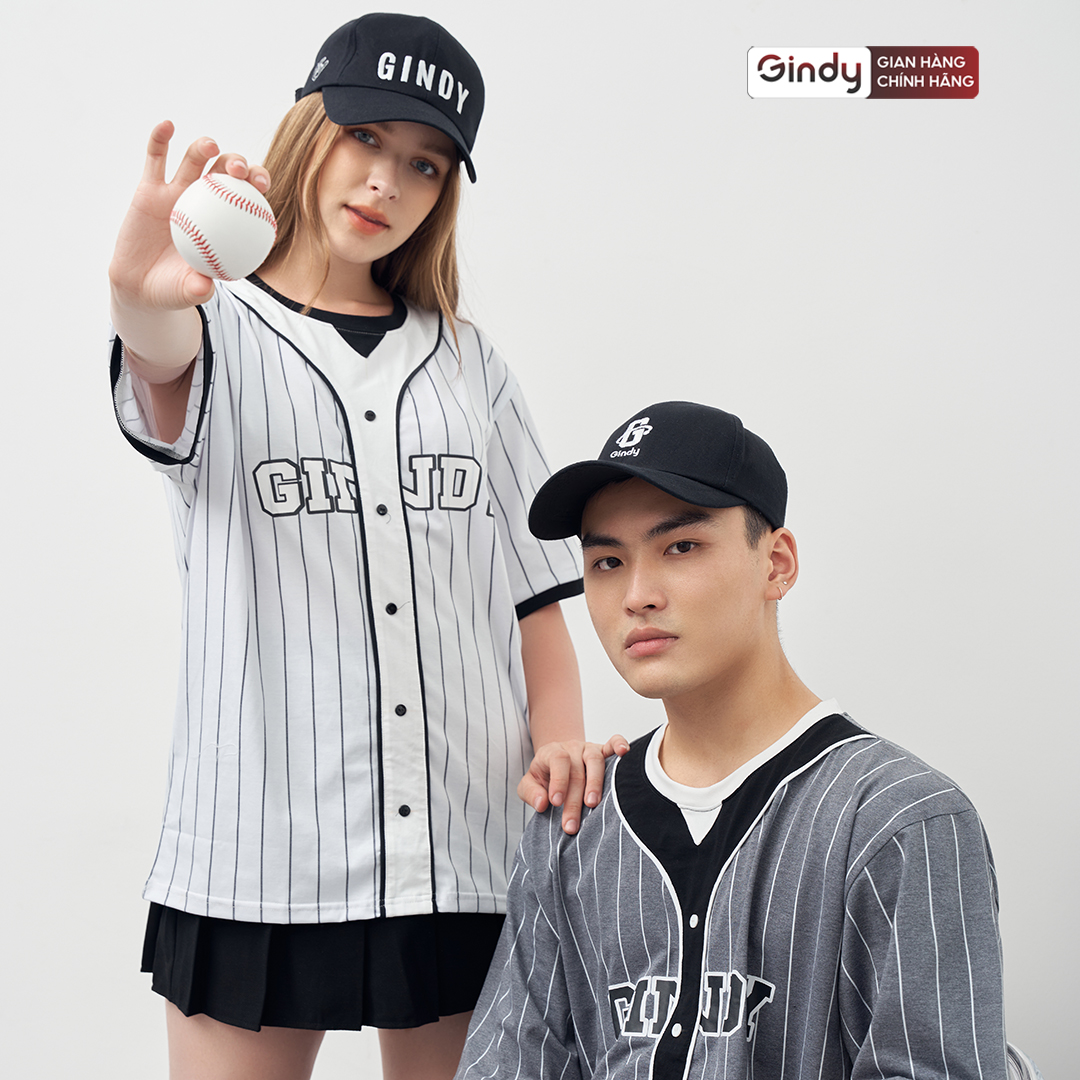 Áo thun unisex tay lỡ form rộng cotton phông bóng chày nam nữ kẻ sọc thể thao local brand GINDY A067