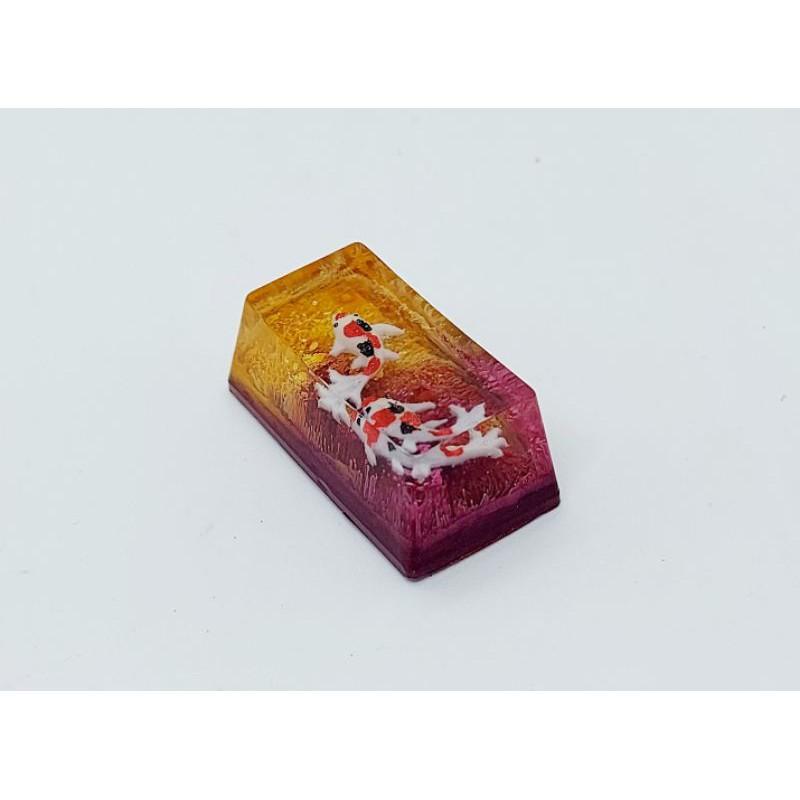 Keycap artisan cá koi 2U trang trí bàn phím cơ gaming (tone vàng đỏ)