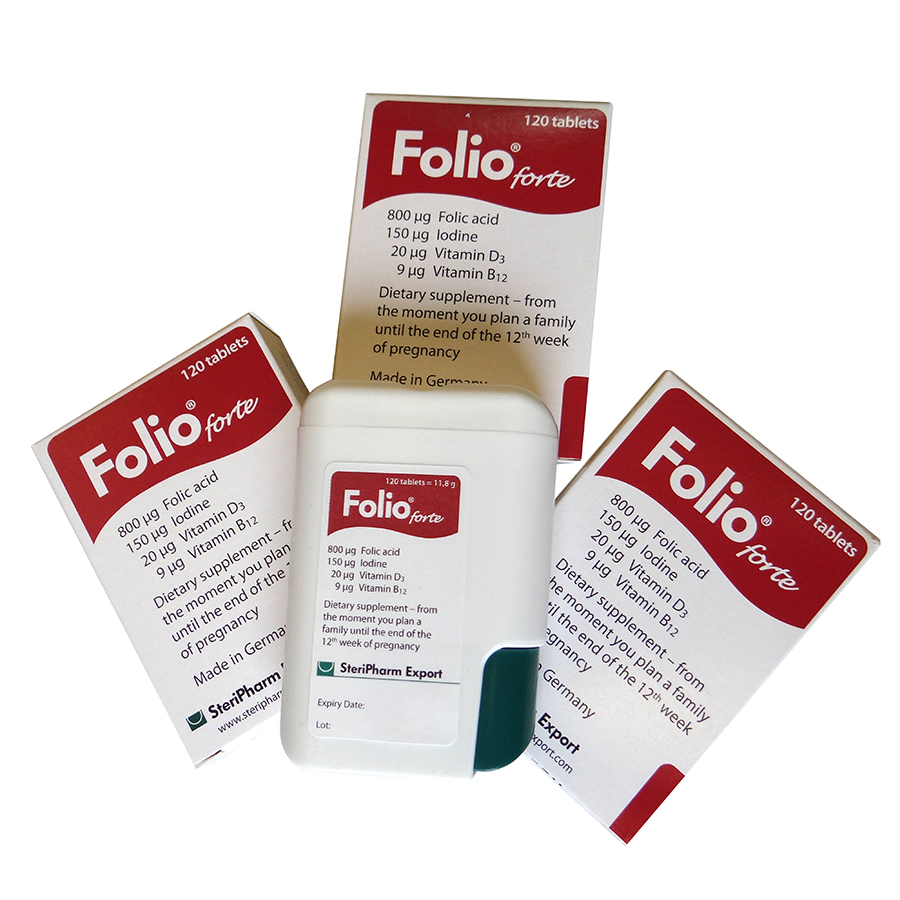 Viên uống bổ sung Acid Folic cho phụ nữ dự định mang thai, phụ nữ đang mang thai Folio® forte - Hộp 120 viên