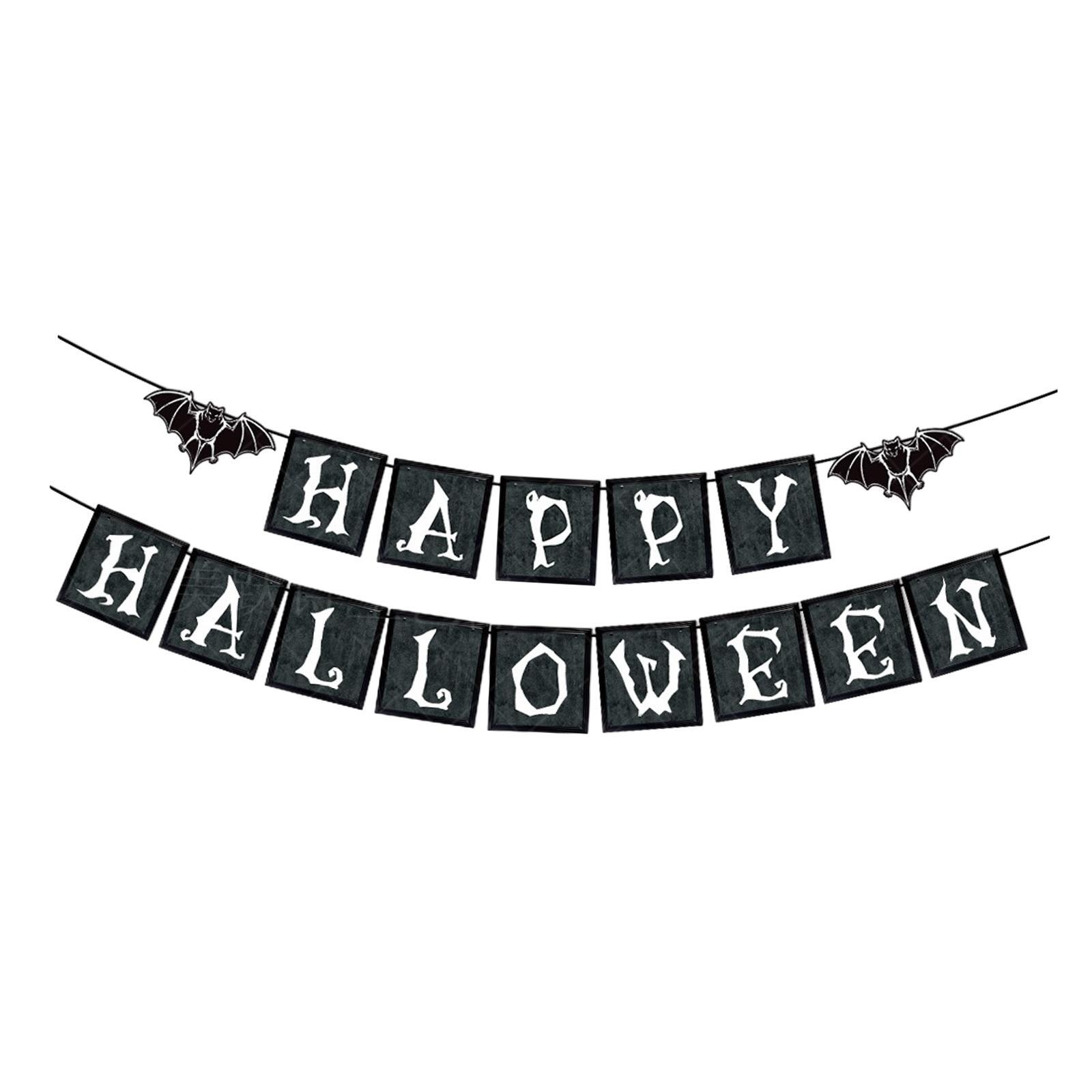 Halloween Banner Halloween Decoration Fireplace Wall Halloween Pull Flag Halloween Garland Supplies for Yard Garden Horror Movie Theme Party