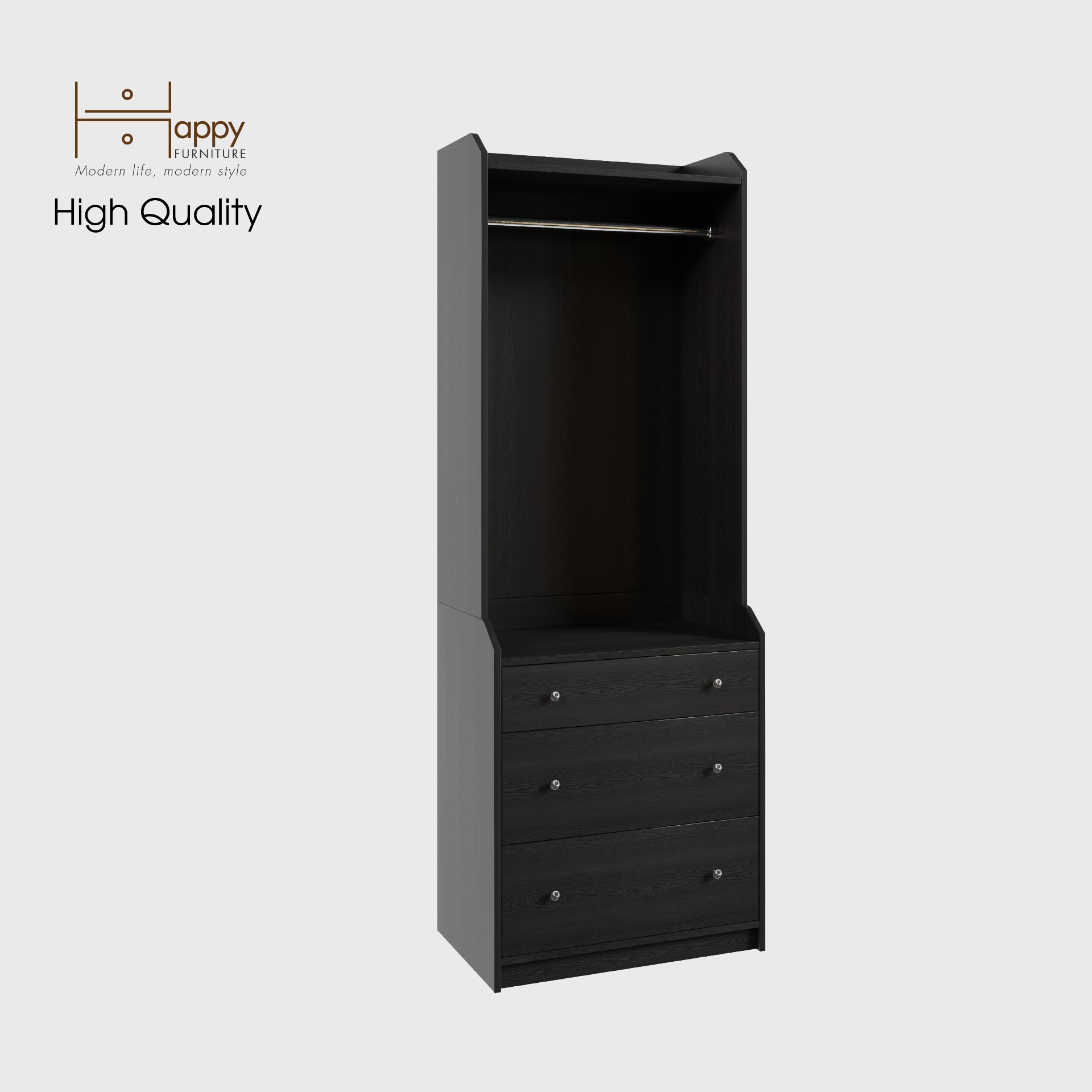 [Happy Home Furniture] CANA,  Tủ treo quần áo - 3 ngăn kéo,  70cm x 46cm x 199cm ( DxRxC), THK_012