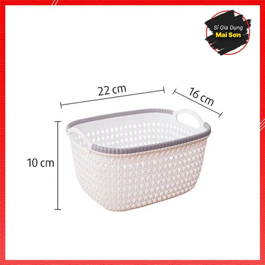 Combo 3 Rổ Nhựa Chữ Nhật Đan Giả Mây Đựng Đồ Đa Năng VIỆT NHẬT Giỏ Nhựa Đựng Đồ Có Tay Cầm Gọn Gàng Nhiều Size Tiện Lợi