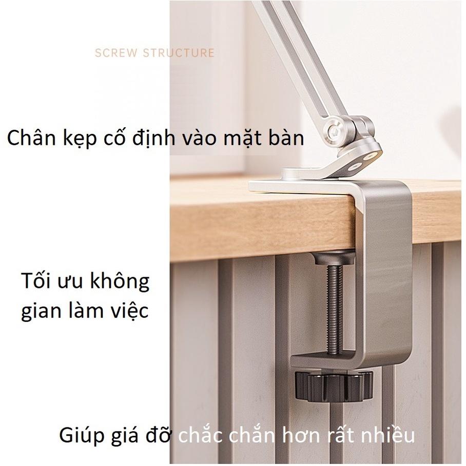 P60 Kệ kẹp ipad, máy tính bảng kẹp cạnh bàn, cố định đầu giường, điều chỉnh 3 khớp, xoay 360 độ cao cấp.