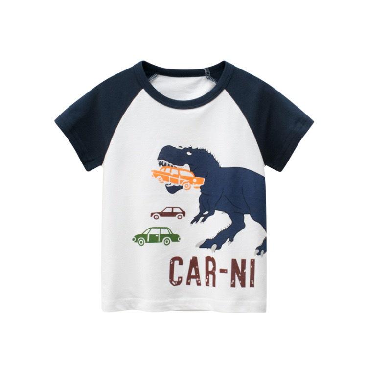 Áo bé trai 27kids cotton cho trẻ em họa tiết khổng long 10-30kg