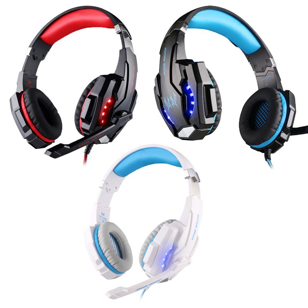 Deep Bass Game Headphone Sound Over-Ear Gaming Headset w/ LED Light Red