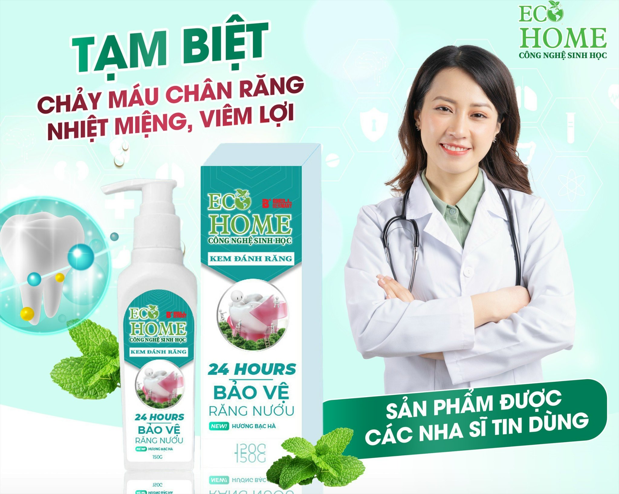 Kem Đánh Trắng Răng Công Nghệ Sinh Học ECOHOME Kim Ngân Store Giúp Loại Bỏ Các Vết Ố Vàng Tại Răng, Làm Răng Trắng Sáng