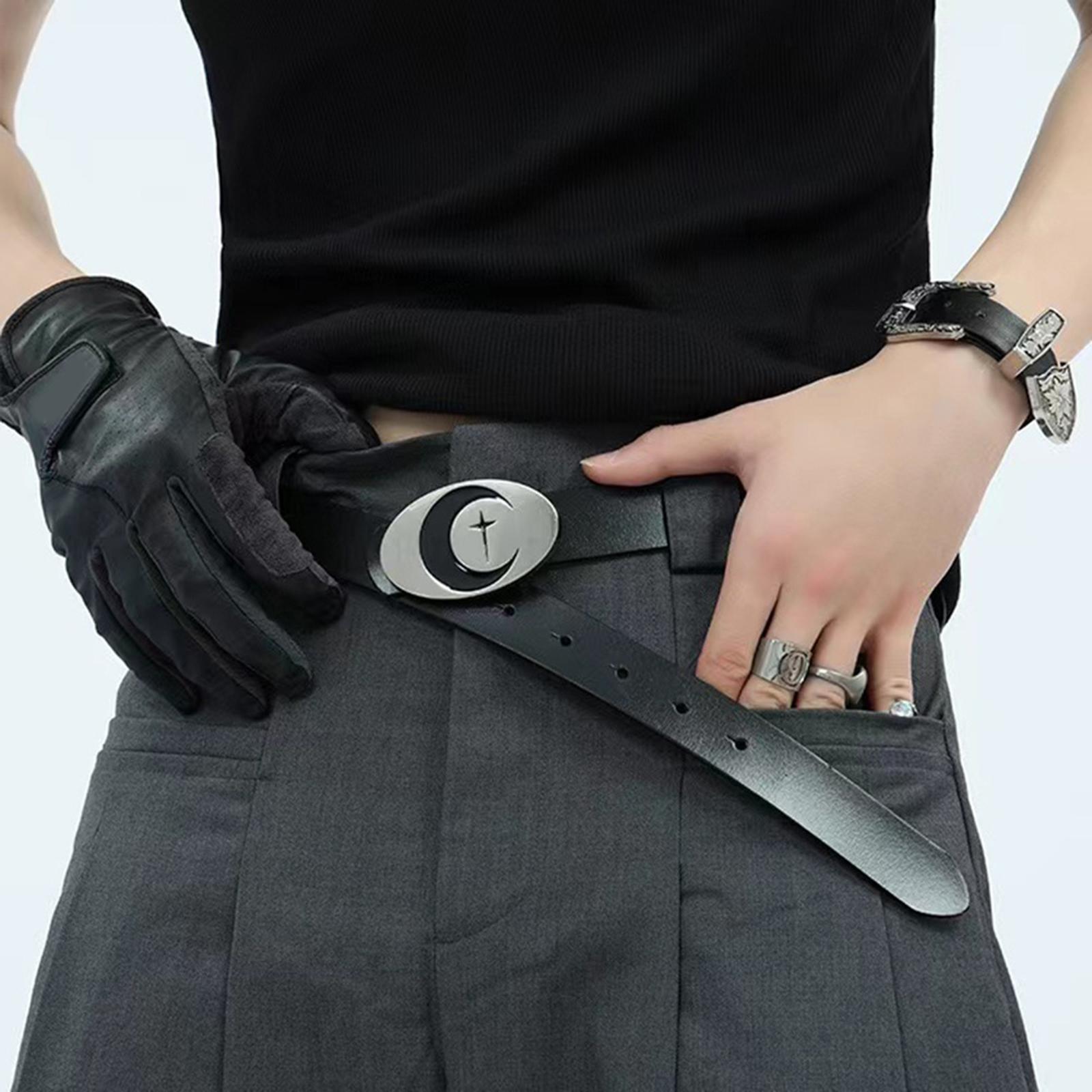 PU Leather Belt Waist Band Fashion Belt Punk Metal Buckle for Men and Women