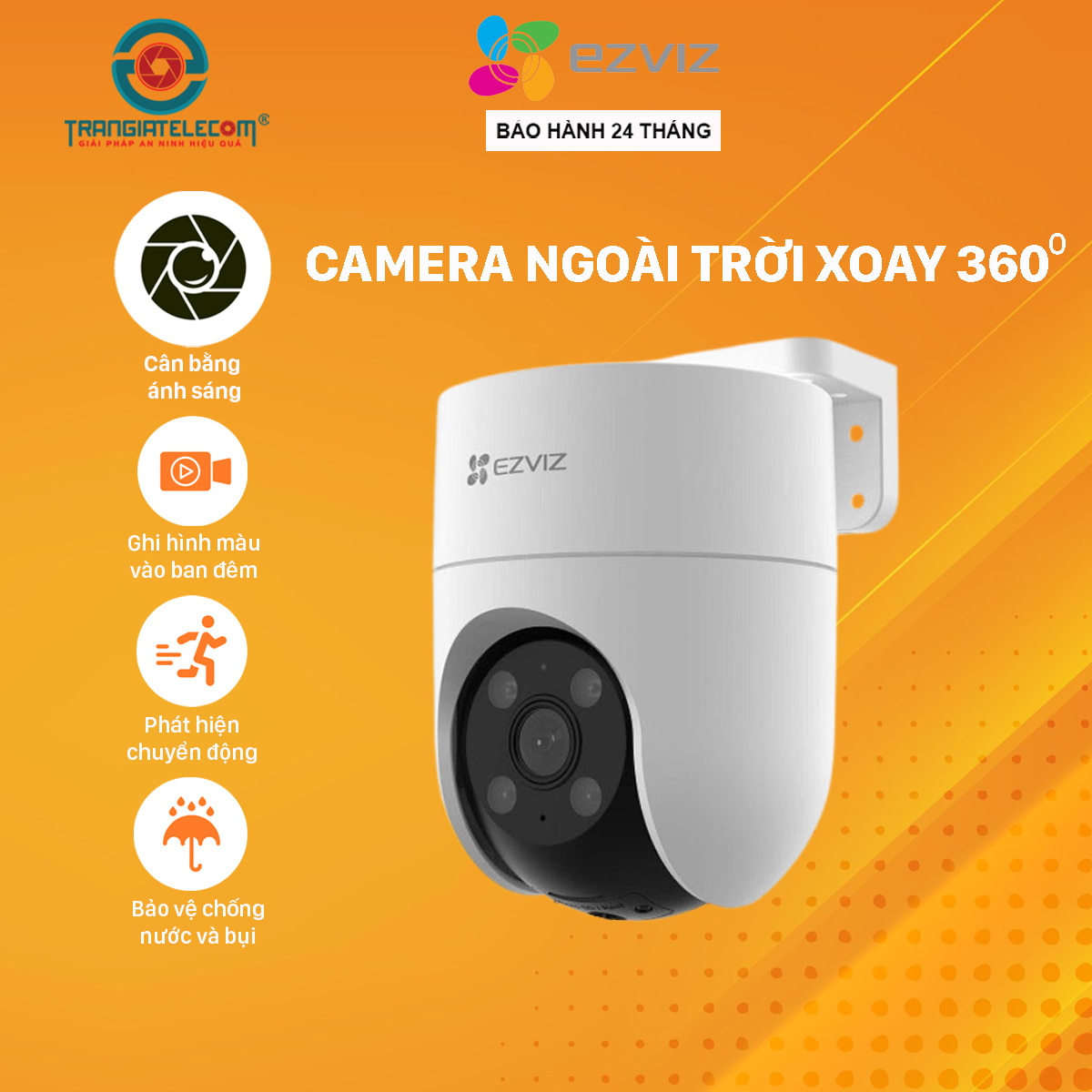 Camera ngoài trời Wifi EZVIZ H8C Full HD 1080P có màu ban đêm - Hàng chính hãng