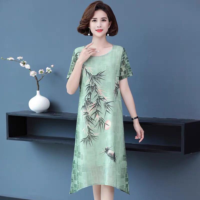 Đầm trung niên dự tiệc, đầm suông mẫu mới 2022, đầm tặng mẹ quà 8/3, đầm trung niên cao cấp voan dáng suông giấu bụng