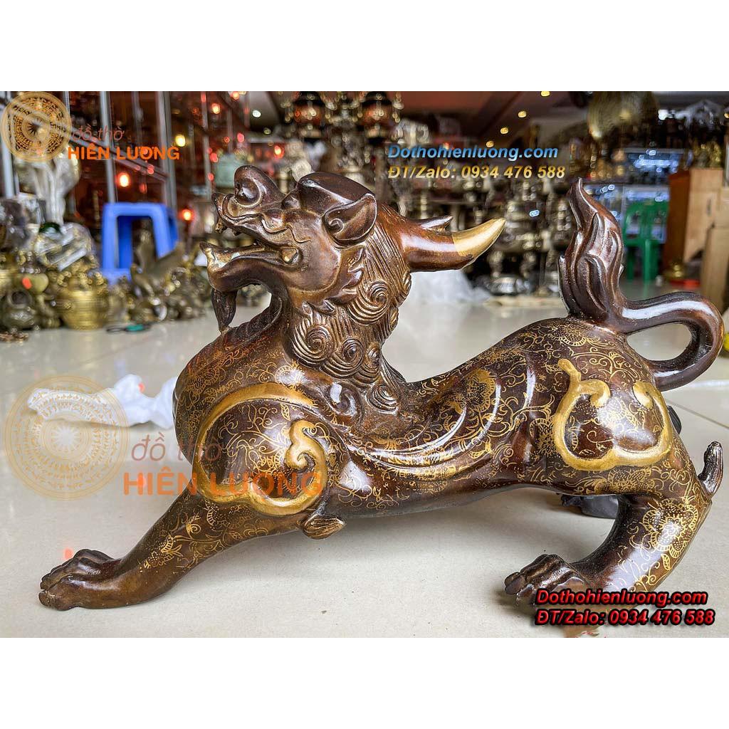 Đôi Tỳ Hưu Màu Nâu Bằng Đồng Phong Thủy Cao 22cm - Linh Vật Phong Thủy