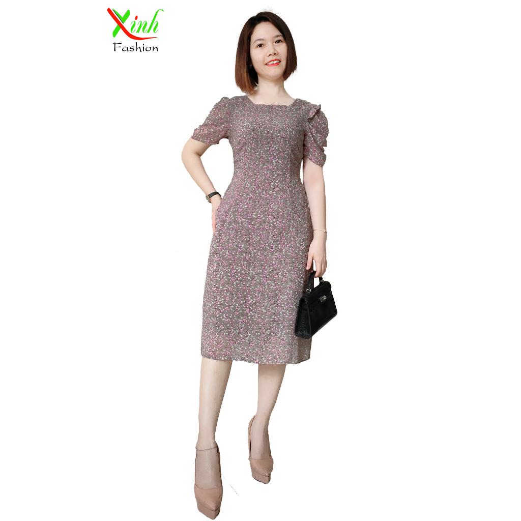 Đầm Suông Voan Hai Lớp Hoa Nhí Hồng Trẻ Trung DL759