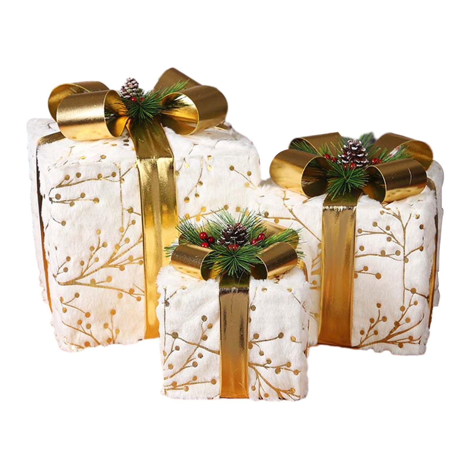 3Pcs Gift Boxes Christmas Decoration Present Boxes for Scene Layout Props