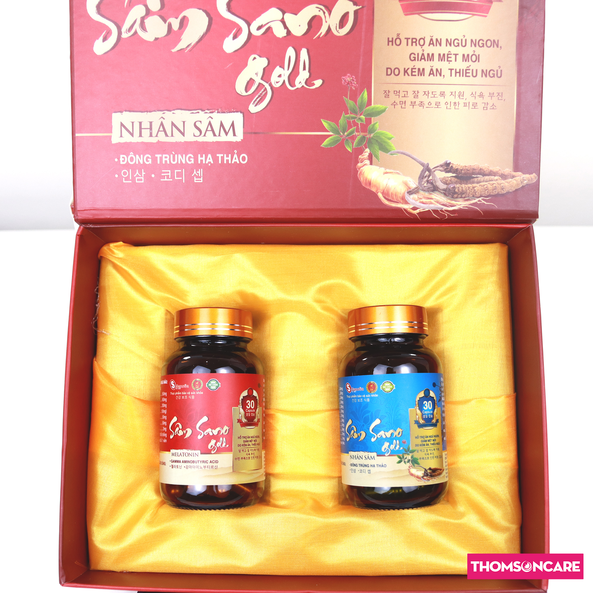 Viên ăn ngon Sâm Sano Gold Sanofia, giúp ăn ngon miệng, ngủ sâu giấc, giảm mệt mỏi từ nhân sâm - Hộp 60 viên Thomsoncare