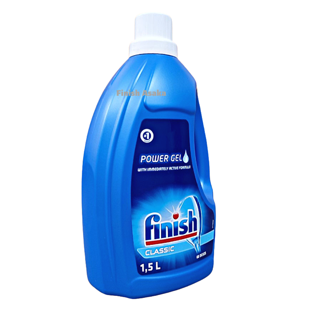 Combo rửa chén Finish : Nước làm bóng chai 750ml, Gel classic can 1,5 lít, Muối hộp 1,5kg - Chính hãng.