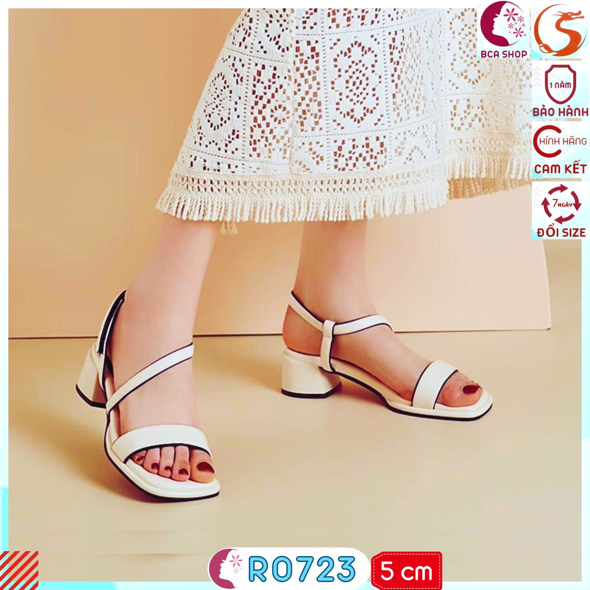 [CÔNG SỞ]  Giày Sandal Công Sở Nữ Hở Mũi Cao 5p RO723 ROSATA tại BCASHOP Thiết Kế Quai Sau Chéo Độc Đáo