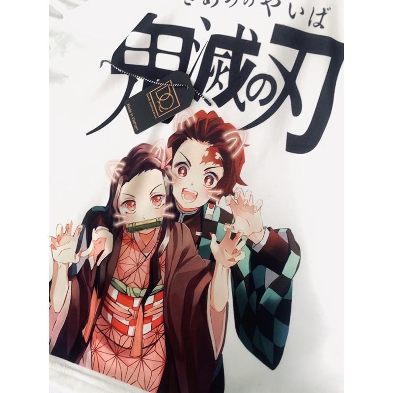 (ẢNH + VIDEO THẬT) Áo thun Tanjirou x Nezuko Diệt Quỷ Cực Đẹp - Áo Thun Kimetsu no Yaiba Đẹp KY13