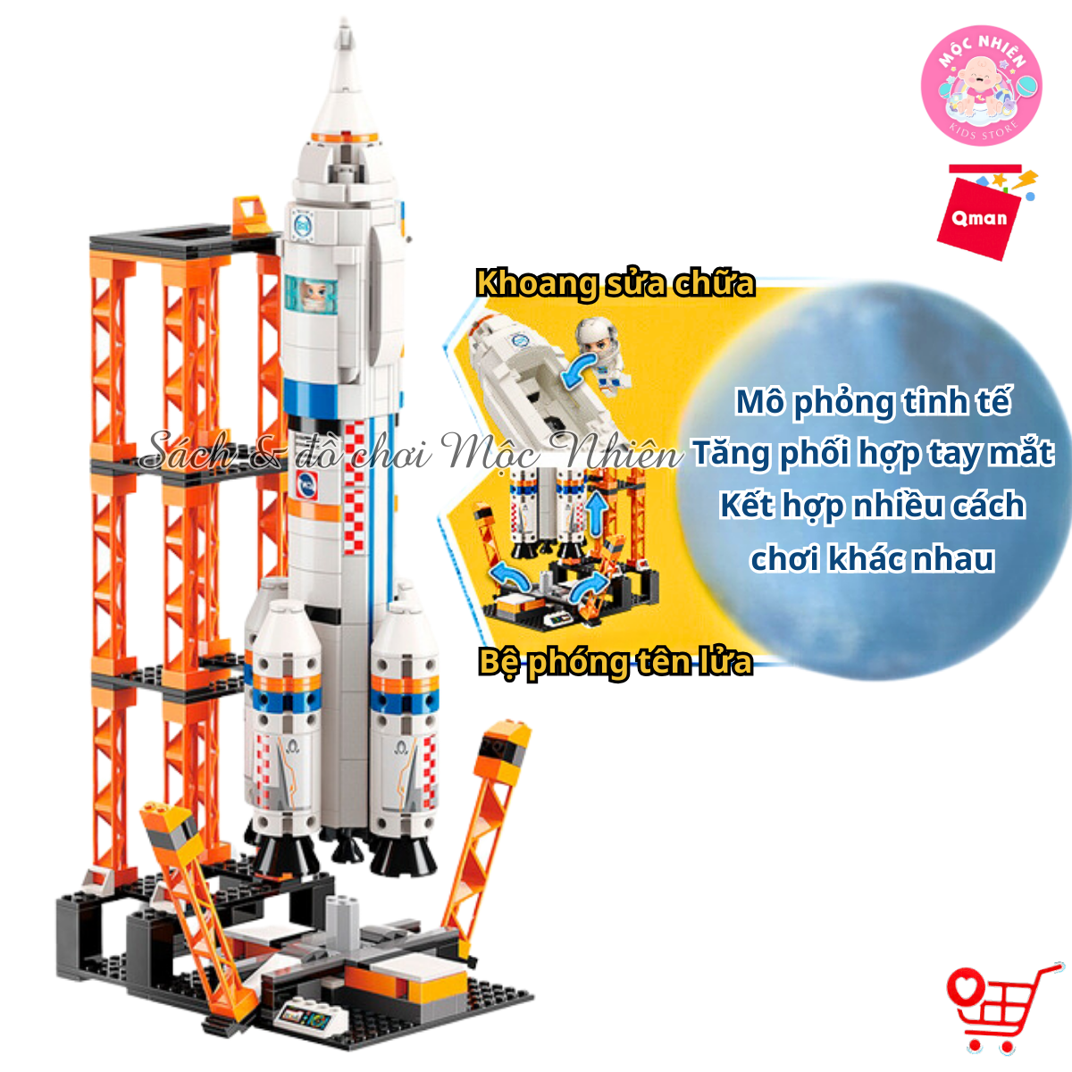 Đồ chơi lắp ráp, xếp hình Qman 1140 - Vụ phóng tàu không gian - Bộ lớn 632 mảnh ghép - Cho bé từ 6 tuổi
