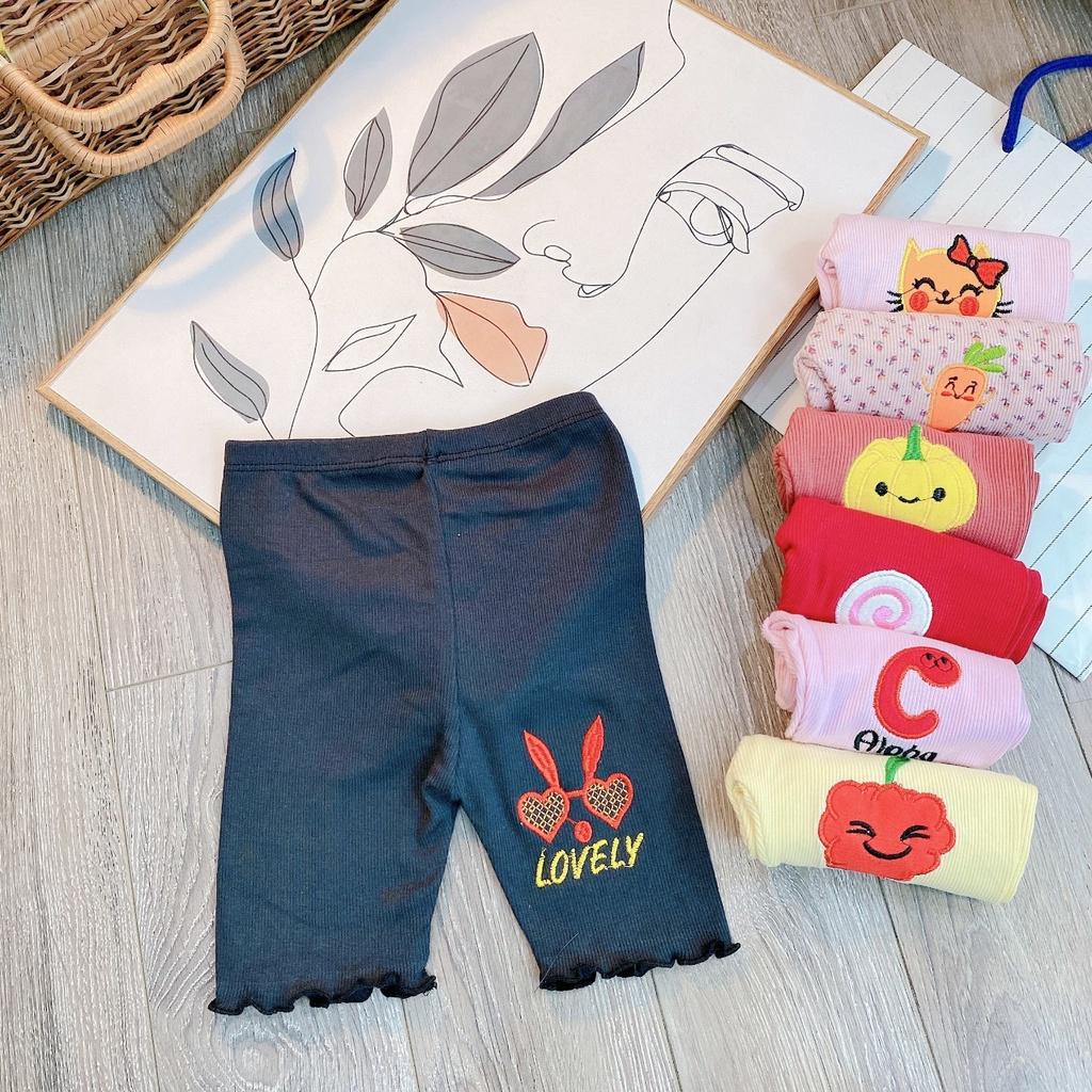 Quần thun đùi leggings cho bé gái size 5-18kg chất thun gân siêu co giãn mặc chuẩn form