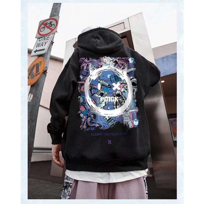 Áo Hoodie Dáng Rộng In Họa Tiết Cá Tính Theo Phong Cách Thu Đông