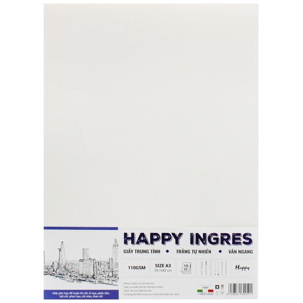 Bộ 10 Tờ Giấy Vẽ A3 110gsm - Happy Ingres HA110A3