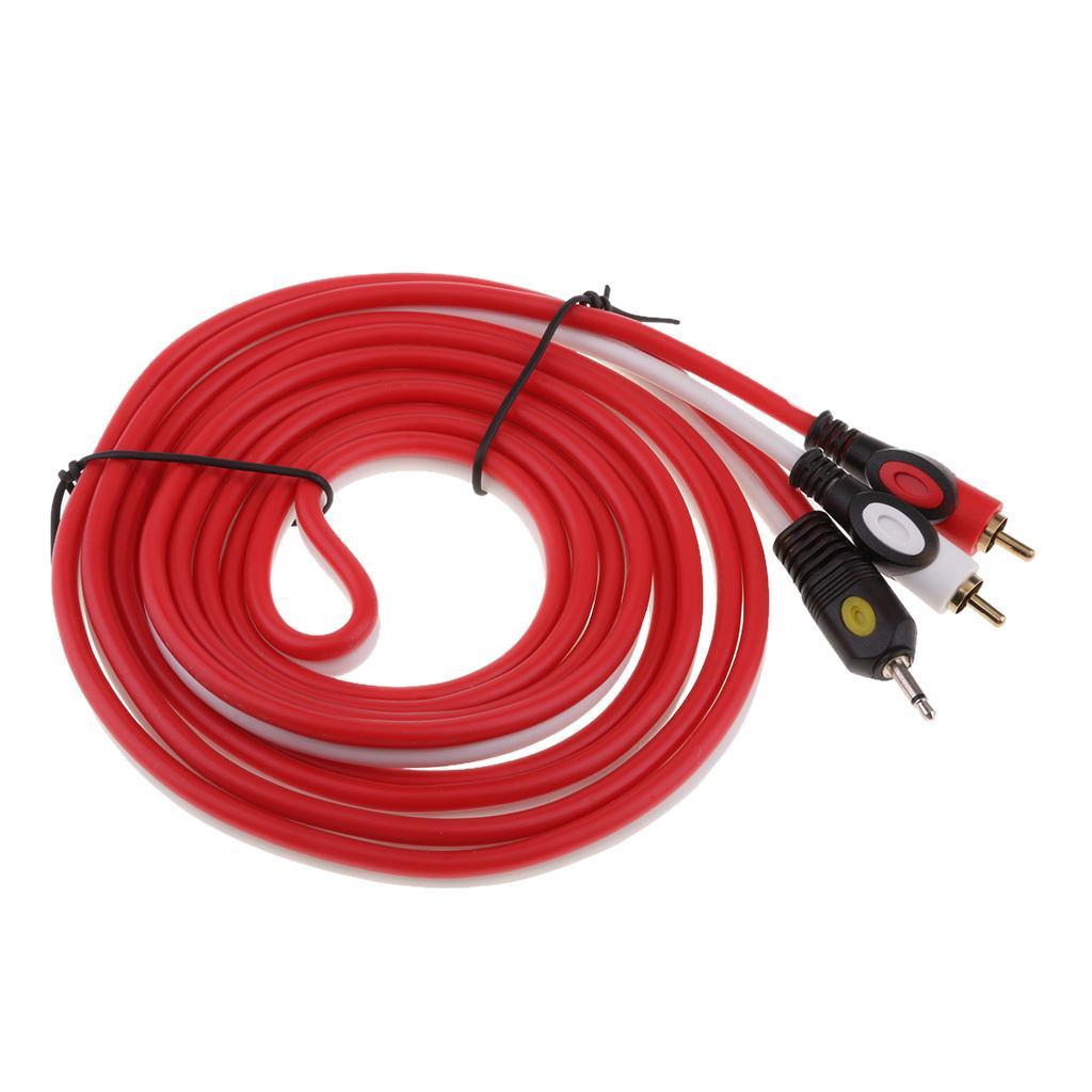 RCA Cable Dual Shielded 3.5mm Male To 2RCA Male Stereo Audio Y Cable 5Ft For