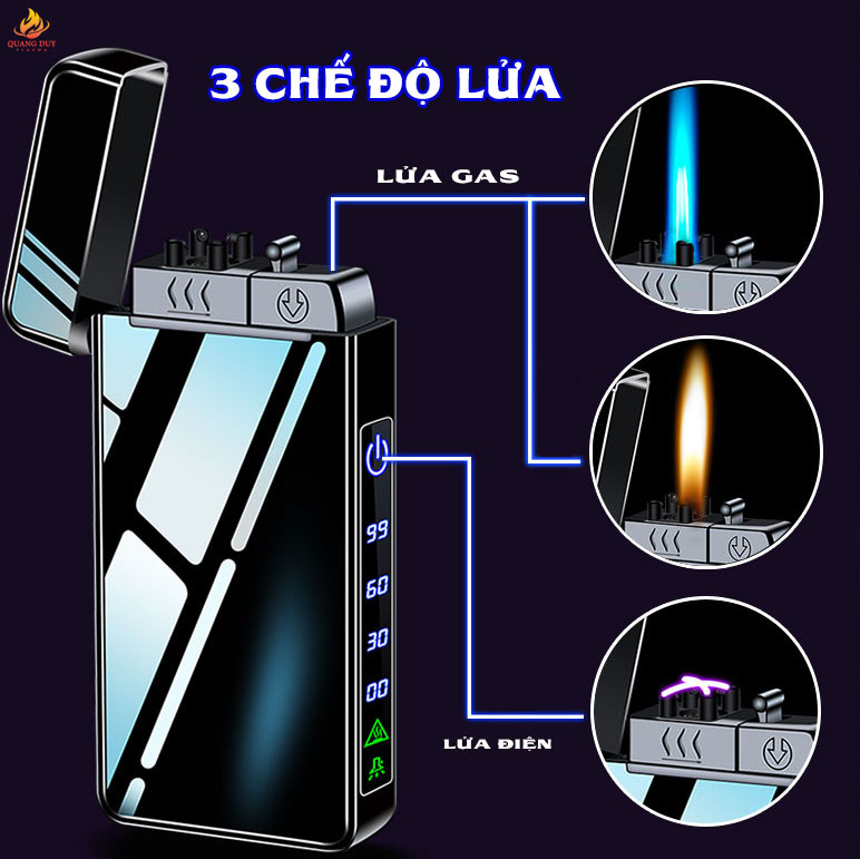 Hột quẹt khò 3 chế độ lửa tích hợp đèn led tiện lợi