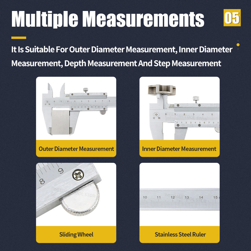 Thước kẹp cơ khí Thép carbon kim loại Vernier, Thước cặp điện tử Micrometer 0-150mm, hàng chính hãng