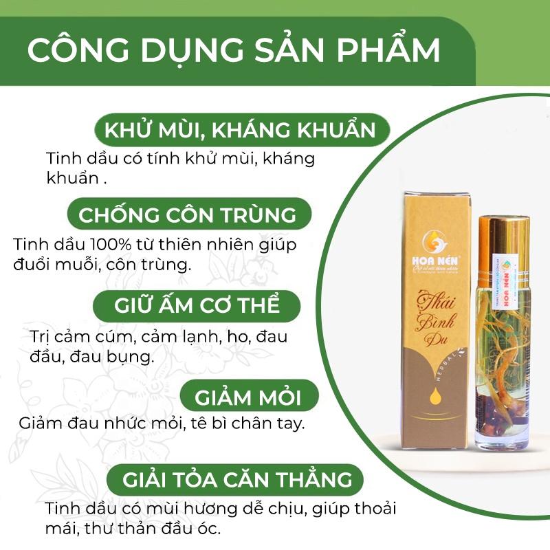 Tinh dầu thảo dược Thái bình du Hoa Nén 10ml - Giảm đau đầu, đau bụng, chống say xe