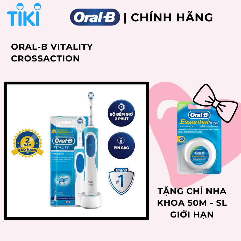 Bàn chải đánh răng điện Oral-B Vitality CrossAction Blue D12.513- Hàng chính hãng 100%