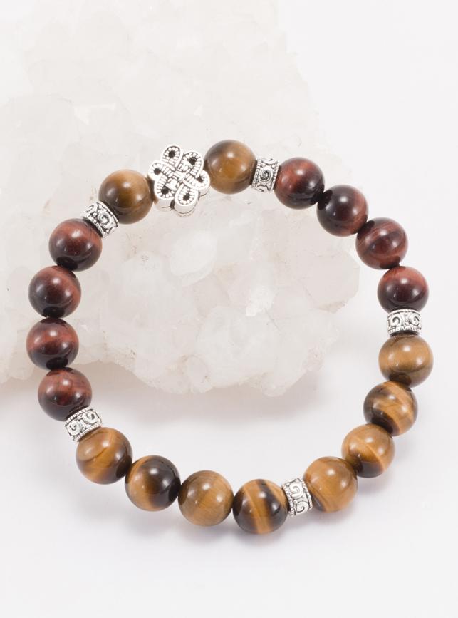 Vòng Đá Thạch Anh Mắt Hổ Phối Charm Bạc