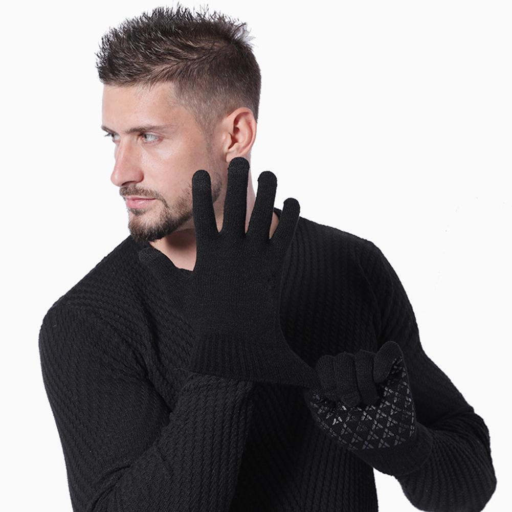 Găng tay nhiệt dệt kim Touch Màn hình đầy đủ Găng tay đàn ông Phụ nữ Găng tay ấm Găng tay chống trượt găng tay dày cho thể thao ngoài trời Color: Brown
