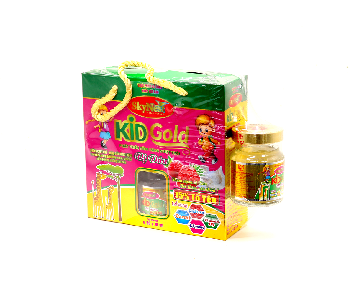 Nước yến sào SkyNest Kid Gold vị dâu lọ 15% Tổ yến dành cho trẻ em