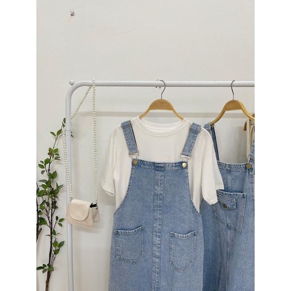 Váy yếm bò dáng suông trơn style basic Hàn Quốc