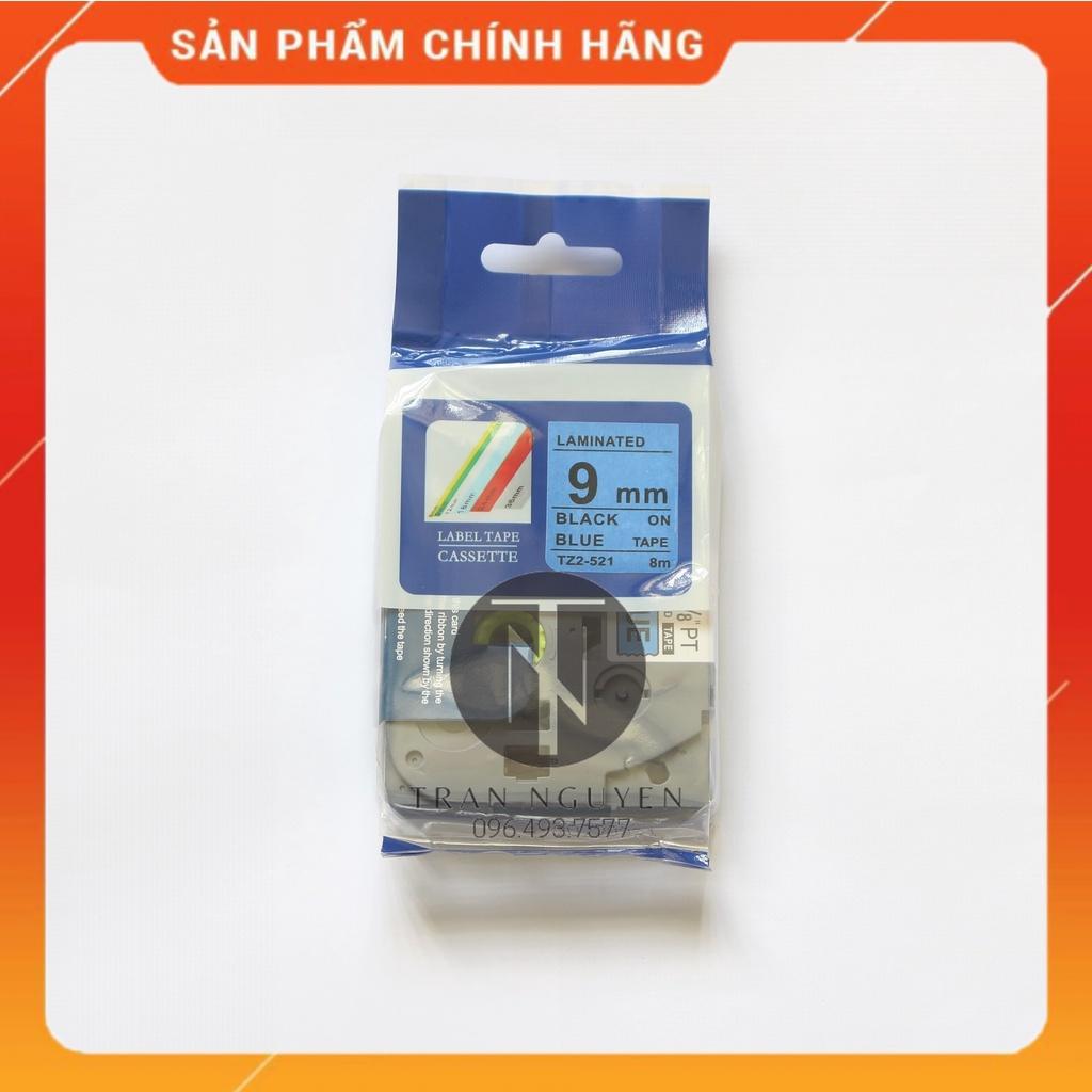 [Combo 3 hộp] Nhãn In đa lớp Tz2-521 - Đen nền Dương 9mm x 8m - Hàng nhập khẩu