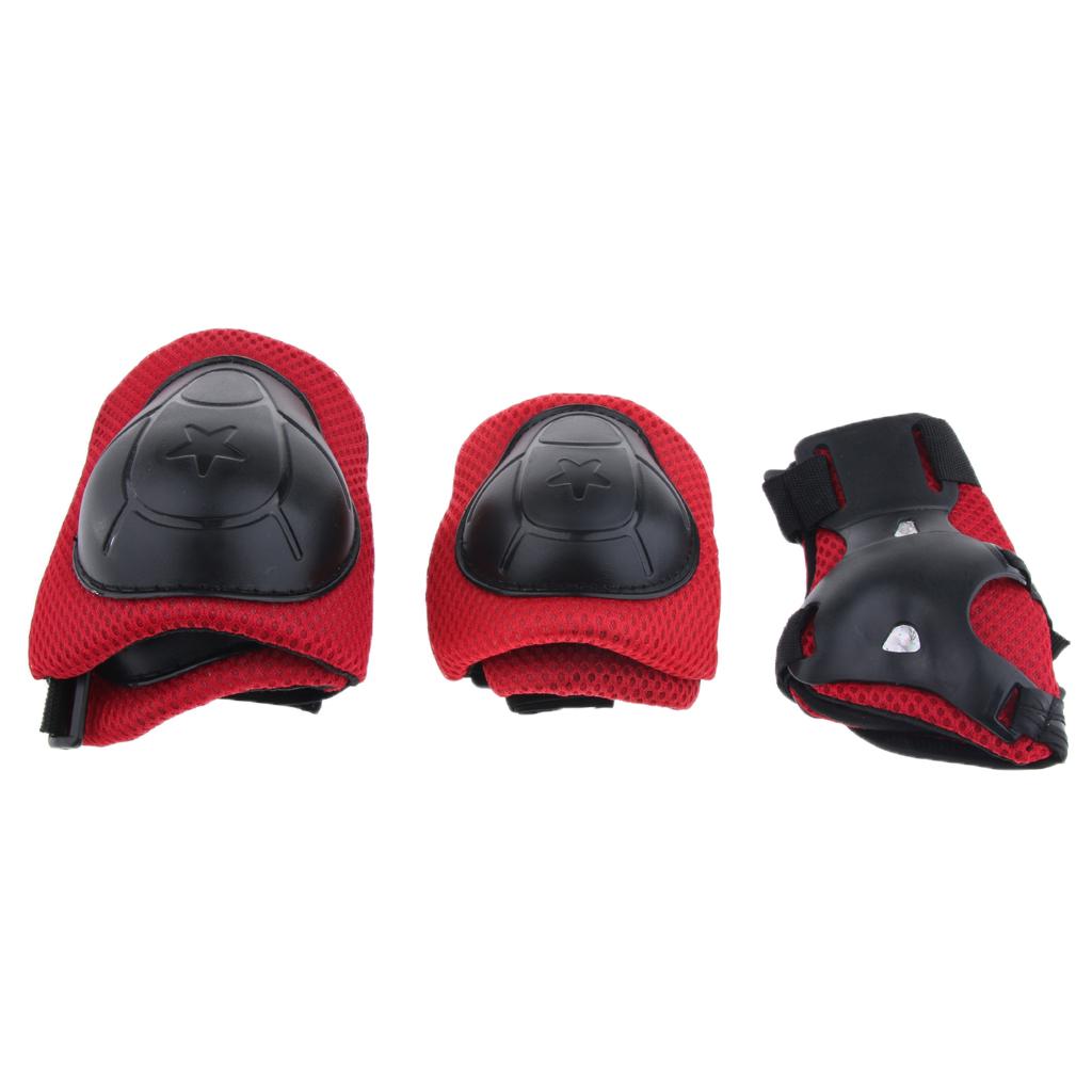 6Pcs Kids Elbow Knee Wrist Protective Pads for Skateboard Skating red