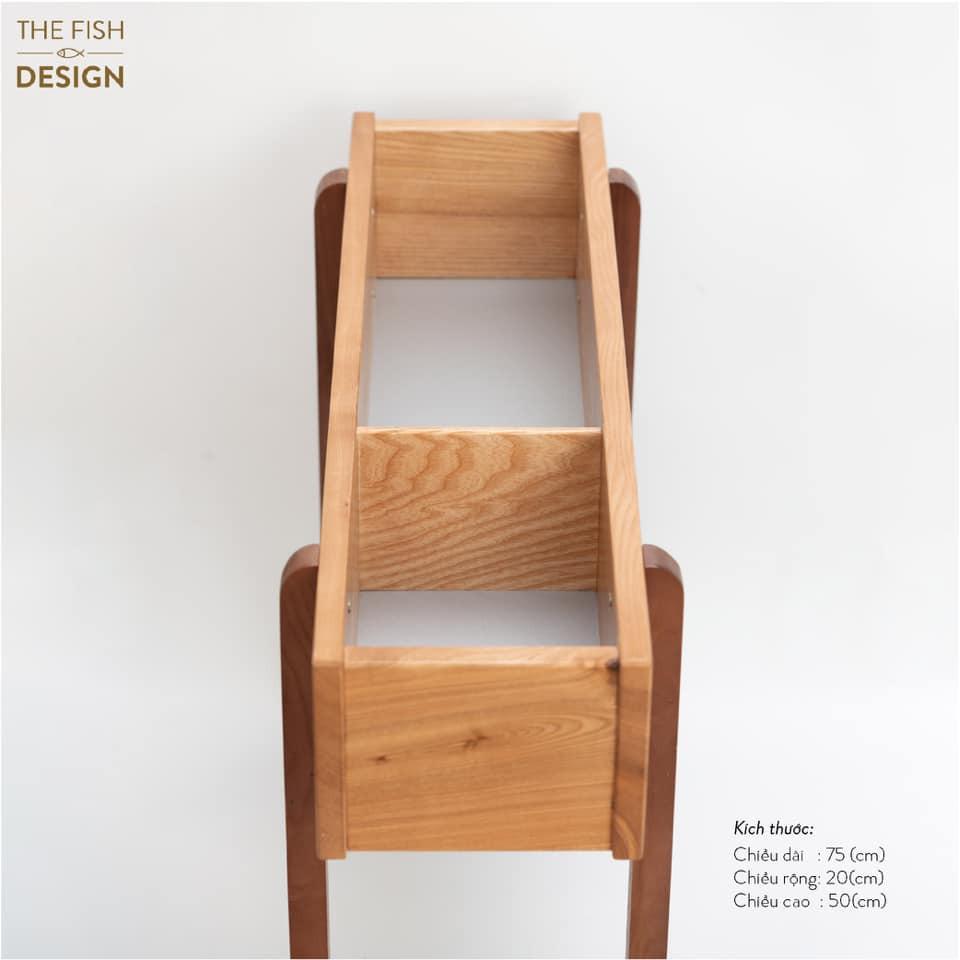 Hộp Kệ Gỗ Dài Trồng Cây XL | The Fish Design | Gỗ Sồi | Kích Thước D75 x R20 x C55