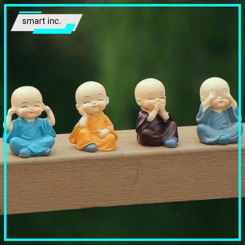 Bộ 4 Tượng Tứ Không Mini Bằng Sứ Trang Trí Đẹp Tượng Chú Tiểu Hòa Thượng Để Bàn Làm Việc Bàn Học Phòng Khách Xe Ô Tô