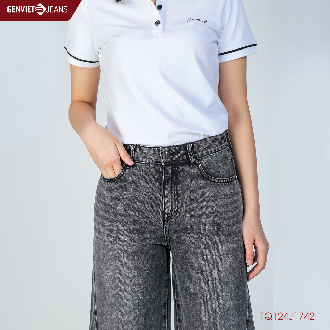 Quần Dài Lửng Jeans Nữ Ống Suông TQ124J1742 GENVIET