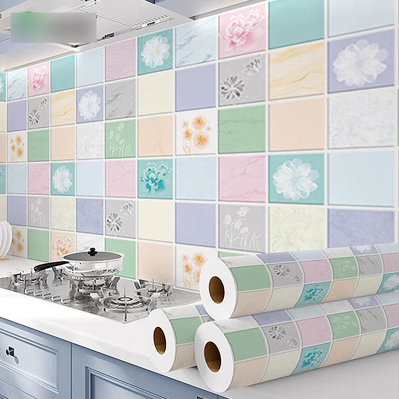Combo 3 mét giấy dán bếp, decal dán bếp tráng nhôm Ô HOA MÙA XUÂN khổ 60cm có keo sẵn