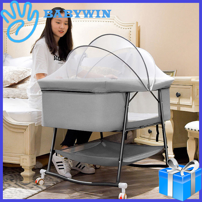 Giường cũi Võng BABYWIN 426 Gấp gọn có màn tránh côn trùng có khoá bánh xe