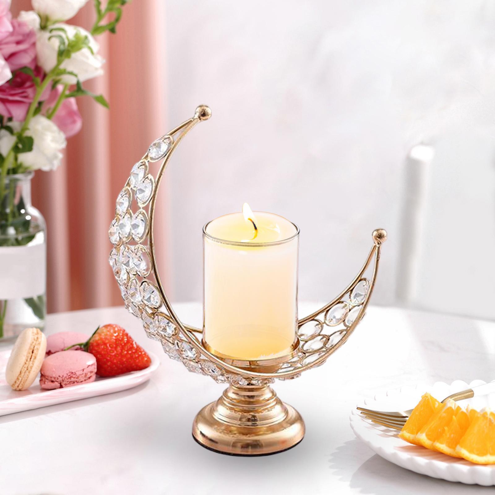 Pillar Candle Holder Moon Shape Candlestick Holder Metal Craft Dining Table Bedroom Wedding Centerpiece Home Decoration Tealight Holder
