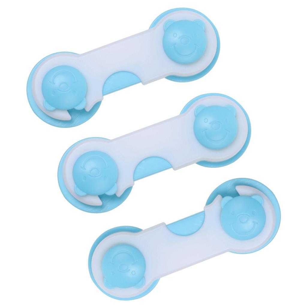 3x Toddler Child Baby Safety Locks Proofing for Door Drawers Cabinet Toilet Seat Fridge Blue