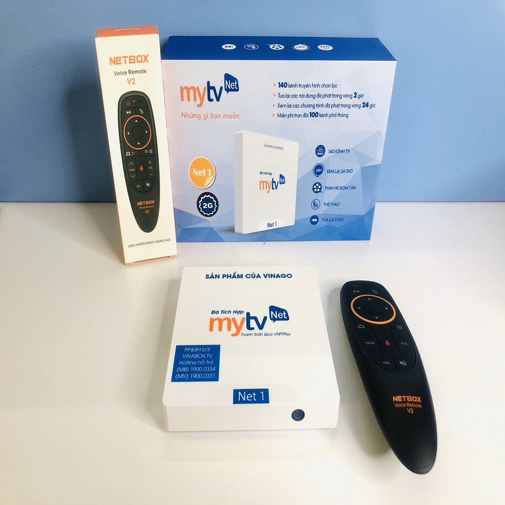 Android tivi Box MyTV NET 2GB bản 2019 4K utra, điều khiển giọng nói 1 chạm - HÀNG CHÍNH HÃNG