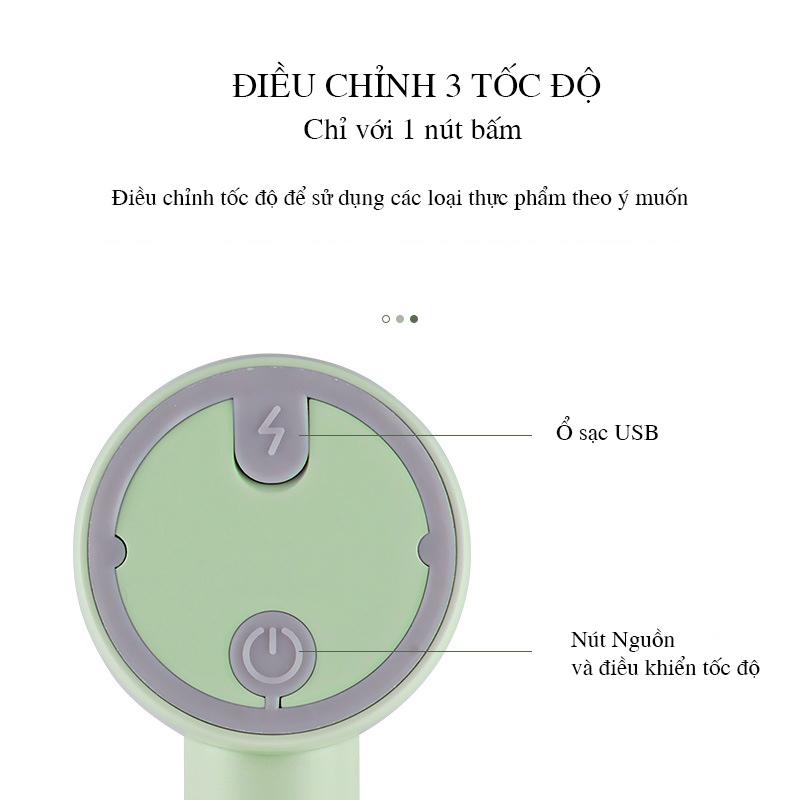 Máy xay tỏi ớt mini kiêm máy đánh trứng cầm tay 3 trong 1, máy xay thực phẩm 3 tốc độ, 2 đầu trộn bột, đánh kem, 250ml