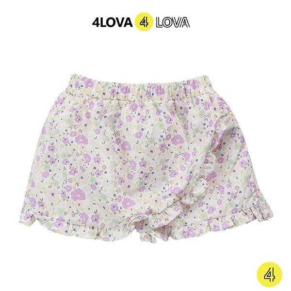 Chân váy giả quần short bé gái 4LOVA thô cotton hoa nhí xinh dễ thương thoáng mát