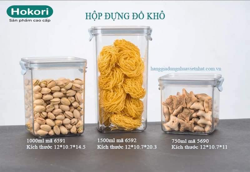 HỘP ĐỰNG ĐỒ KHÔ DUNG TÍCH 1500ML - HÀNG VIỆT NHẬT NHỰA ĐẸP