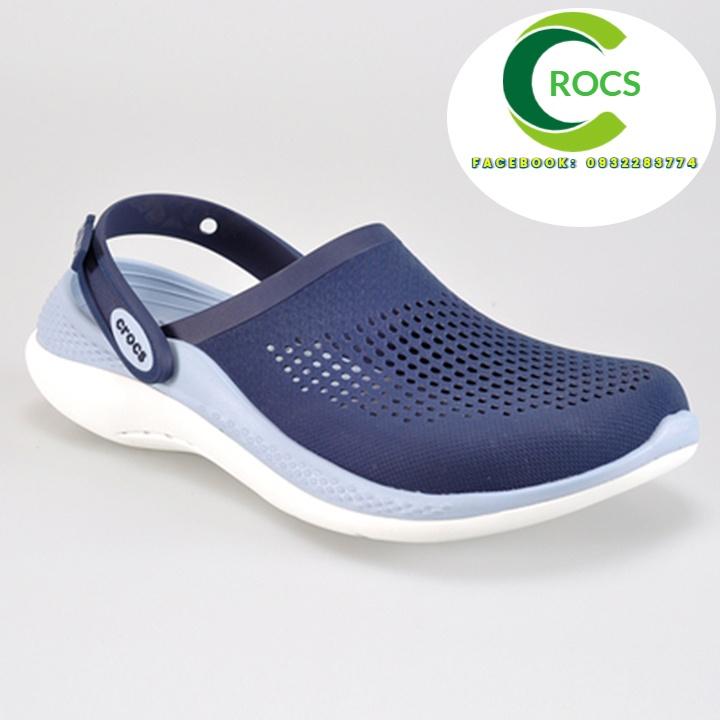 Dép sục nhựa đi mưa chống hôi chân CrocsCroslite Literide 360 clog màu Navy