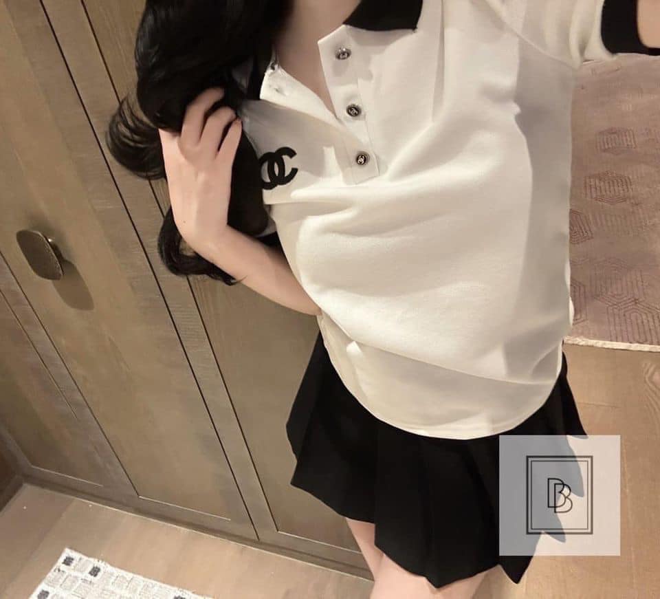 ÁO POLO TRẮNG PHỐI MÀU PHONG CÁCH NĂNG ĐỘNG CHO NỮ