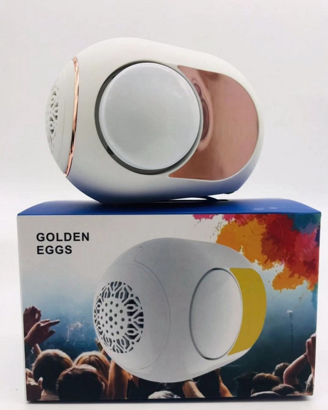 Loa Bluetooth LANITH Golden Eggs - Loa Phát Không Dây Mini - Cộng Hưởng Dụng Kép 2 Bên Màng Loa - Chất Lượng Âm Bass Chắc - Có Khe Cắm Thẻ Nhớ, USB - Tặng Kèm Cáp Sạc 3 Đầu - Hàng Nhập Khẩu - LGE00001-CAP00001